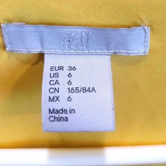 H&M Yellow Women's Pleated Midi Spring Dress Size 6 - Picture 3 of 5